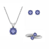 tanzanite round shape bezel Jewelry set