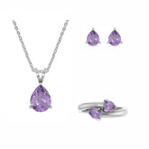 amethyst pear shape bezel Jewelry set