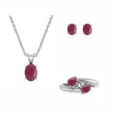 ruby oval shape bezel Jewelry set