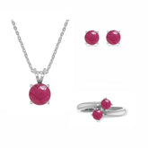 ruby round shape bezel Jewelry set