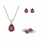 red-garnet pear shape bezel Jewelry set