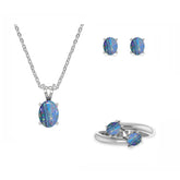 australian opal oval shape bezel Jewelry set