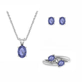 tanzanite oval shape bezel Jewelry set