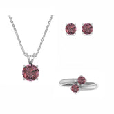 pink-tourmaline round shape bezel Jewelry set