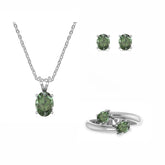 green-tourmaline oval shape bezel Jewelry set