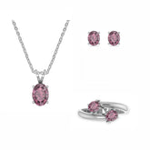 pink-tourmaline oval shape bezel Jewelry set