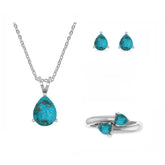 turquoise pear shape bezel Jewelry set
