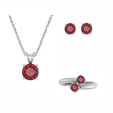 red-garnet round shape bezel Jewelry set