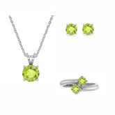 peridot round shape bezel Jewelry set