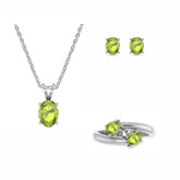peridot oval shape bezel Jewelry set