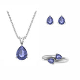 tanzanite pear shape bezel Jewelry set