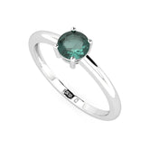green tourmaline round cut stackable prong-set ring