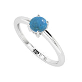 turquoise round cab stackable prong-set ring