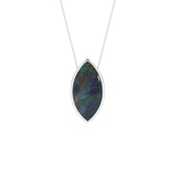 natural azurite-malachite marquise shape pendant necklace