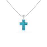 natural blue-turquoise cross shape pendant necklace