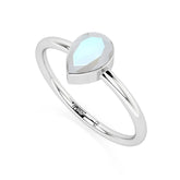rainbow moonstone pear cut stackable bezel-set ring