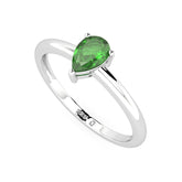 chrome diopside pear cut stackable prong-set ring