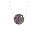 natural ruby-zoisite round shape pendant necklace