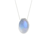 natural blue-moonstone oval shape pendant necklace
