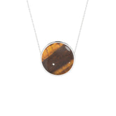 natural tiger-eye round shape pendant necklace