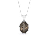 natural smoky-quartz oval shape pendant necklace
