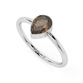 smoky quartz pear cut stackable bezel-set ring