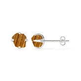 natural tiger eye rough shape stud earrings