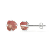 natural rhodolite garnet rough shape stud earrings
