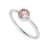 rose quartz round cut stackable bezel-set ring