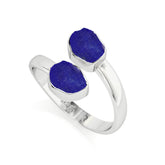 lapis-lazuli rough shape stackable bezel-set ring