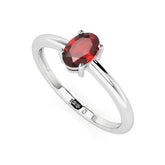 red garnet oval cut stackable prong-set ring
