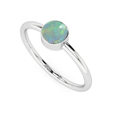 ethiopian opal round cab stackable bezel-set ring