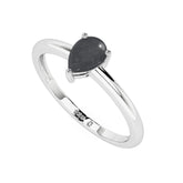 shungite pear cab stackable prong-set ring