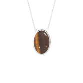 natural tiger-eye oval shape pendant necklace