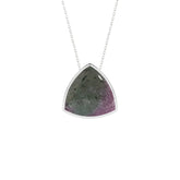 natural ruby-zoisite trillion shape pendant necklace