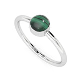 malachite round cab stackable bezel-set ring