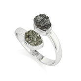 meteorite-pyrite rough shape stackable bezel-set ring