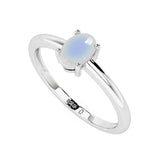 rainbow moonstone oval cab stackable prong-set ring