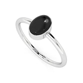 black onyx oval cab stackable bezel-set ring