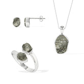 pyrite rough shape stackable bezel Jewelry set