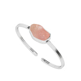 natural rose-quartz rough shape twister bracelet