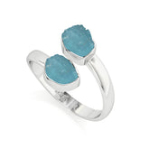 paraiba-apatite rough shape stackable bezel-set ring