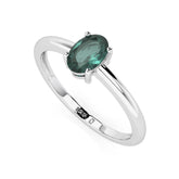 green tourmaline oval cut stackable prong-set ring