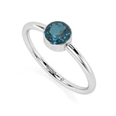 london blue topaz round cut stackable bezel-set ring