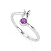 pisces zodiac ring with natural amethyst