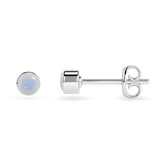 natural rainbow moonstone round shape stud earrings