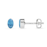 natural larimar oval shape stud earrings