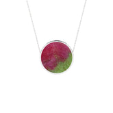 natural ruby-zoisite round shape pendant necklace