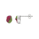 natural ruby zoisite rough shape stud earrings