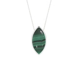 natural malachite marquise shape pendant necklace
